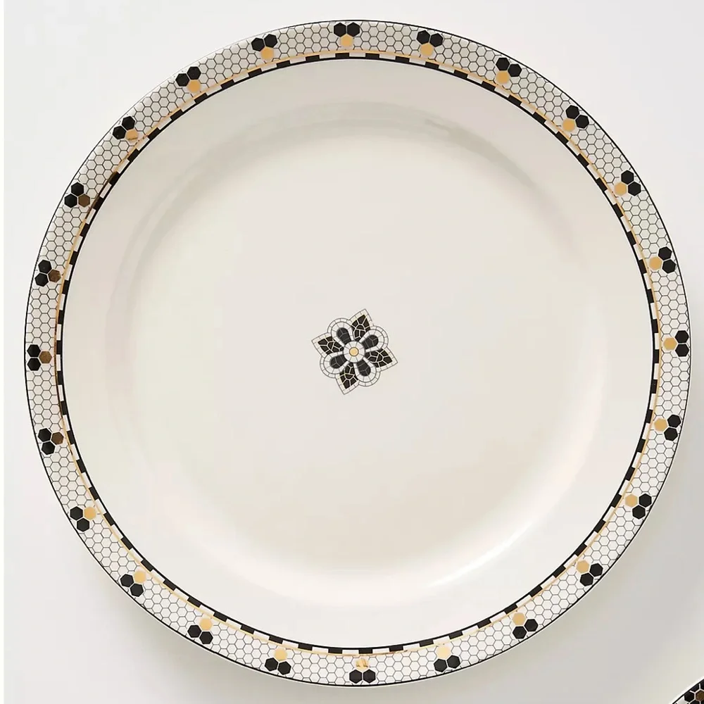 Anthropologie Bistro Tile Dinner Plates, Set of 4